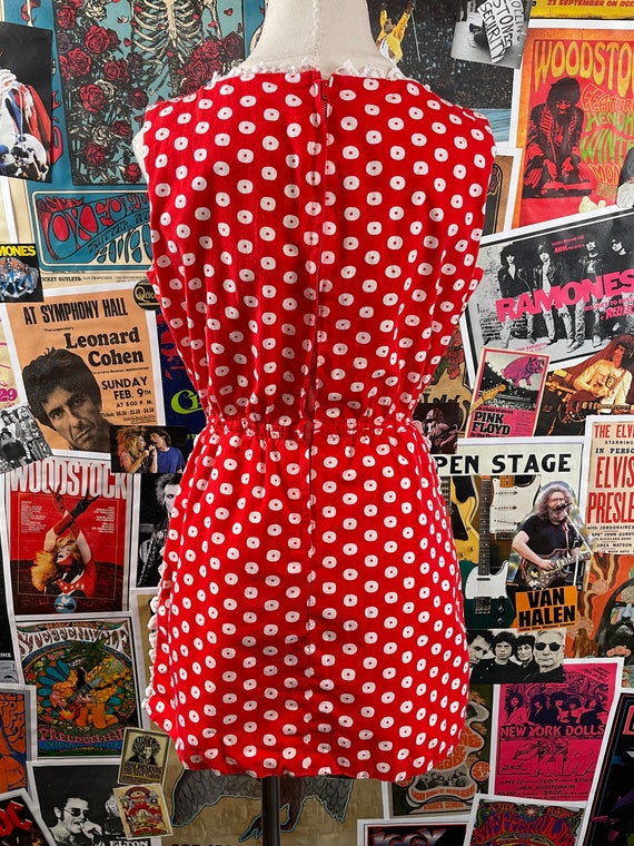 Vintage Women's 60s-70s Red & White Polka Dot Mod… - image 6