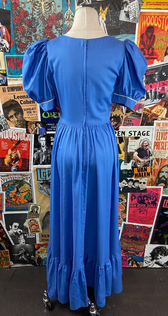 Vintage Women's 70s-80s Blue Puff Sleeve Sweethea… - image 6
