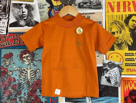 Vintage Toddler Kids Boys 60s-70s Plain Orange Fr… - image 1