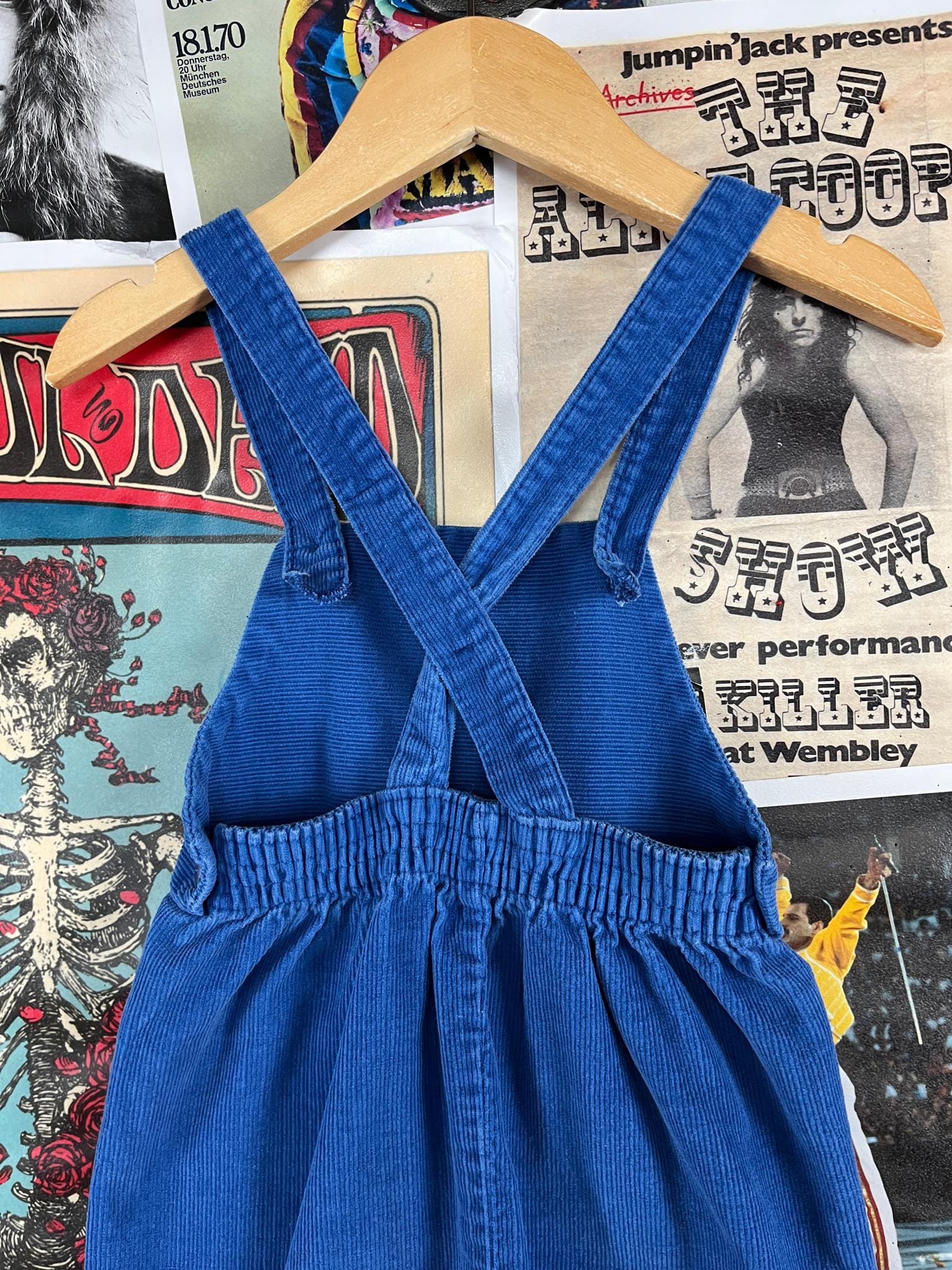 Vintage Baby Kids 70s-80s Plain Blue Jcpenney Toddletime Corduroy 