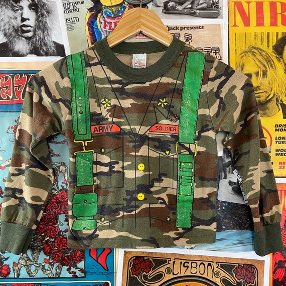 Vintage Toddler Kids Boys 80s Green Camouflage Pr… - image 6