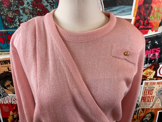 Vintage Women's 80s Pastel Pink Knit Pullover Cre… - image 2