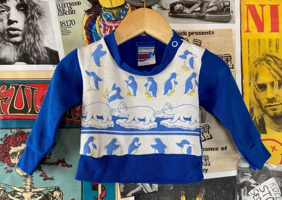 Vintage Baby Boys Kids 80s Blue Antarctica Polar … - image 1