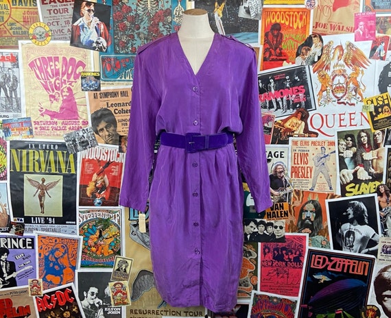 Vintage Women's 80s-90s Purple Silk Diane Gilman … - image 1