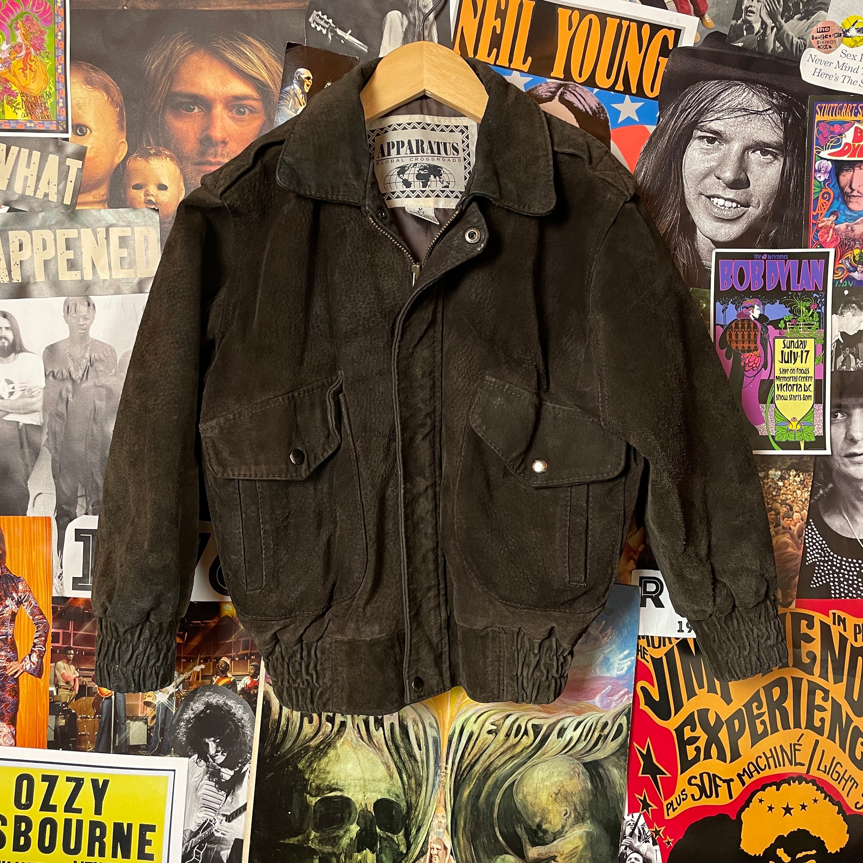 Vintage Kids 1980/90s Brown Leather Apparatus Bomber Jacket - Etsy
