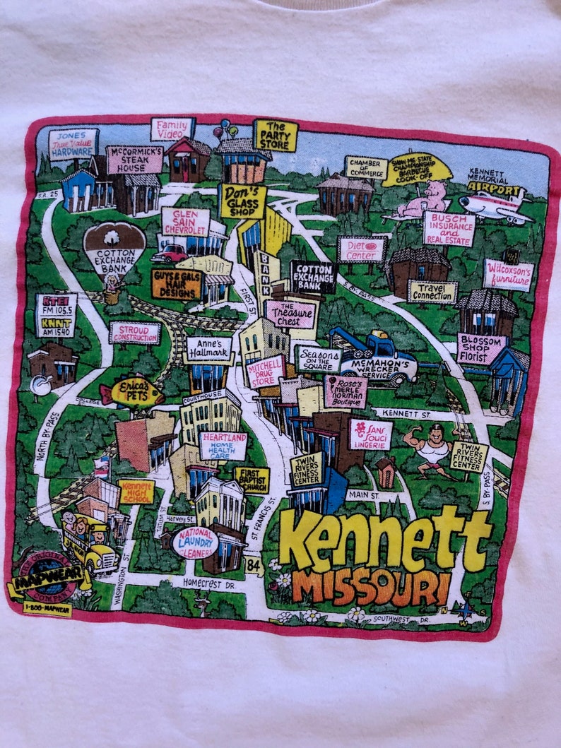 Vintage 1980s Kennett Missouri Map Graphic All Cotton Novelty  Etsy