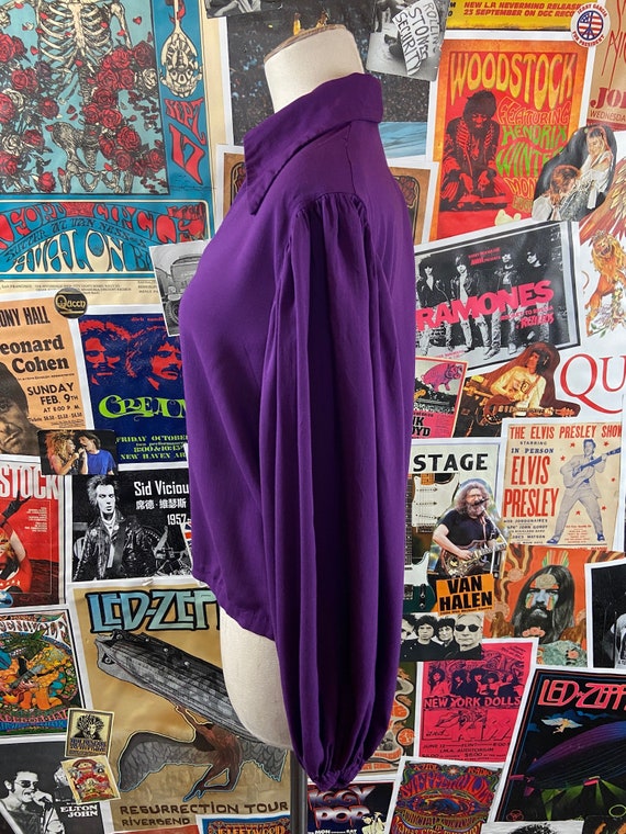 Vintage Women's 60s Solid Purple Balloon Sleeve P… - image 6