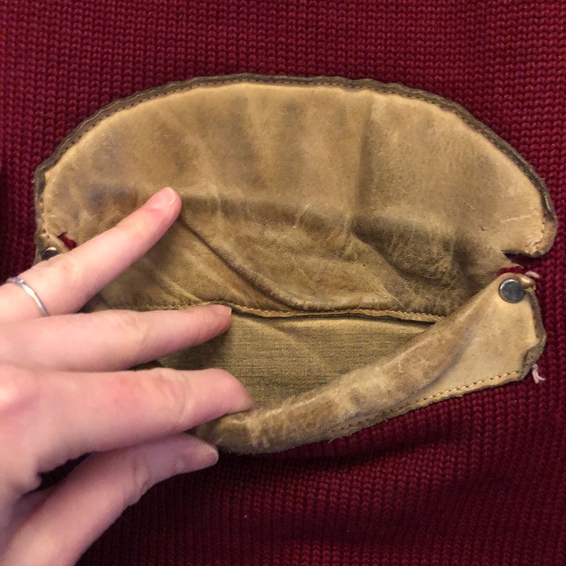 Vintage Men/'s 194050s Skookum Sportswear Wool Knit Leather Shooting Rifle Sweater Jacket