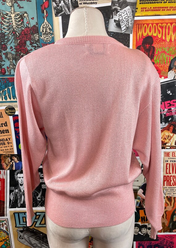 Vintage Women's 80s Pastel Pink Knit Pullover Cre… - image 7