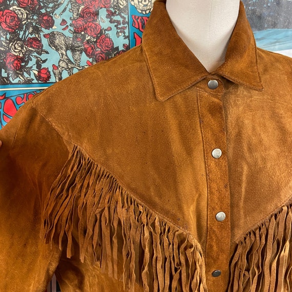 Vintage 90s Brown Kenar Leathers Fringe Tassel Su… - image 3