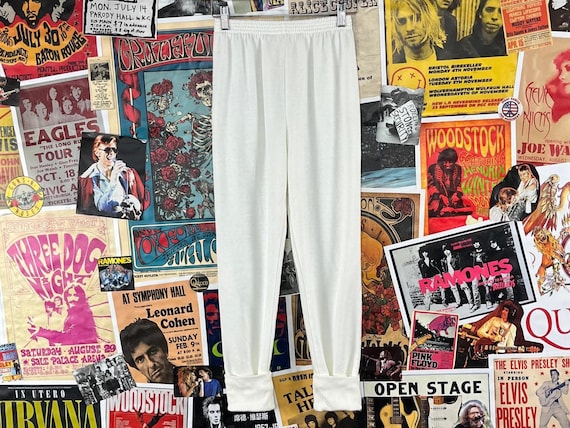 Vintage Girls 80s-90s White Elastic Waist Jogger Sweatpants Pants