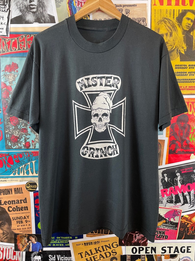 Vintage 1990s Mister Grinch /'You/'re the Best/' Iron Cross Skull Chopper Custom Novelty Graphic T-Shirt