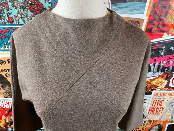 Vintage Womens 60s-70s Brown Long Sleeve Boatneck… - image 3