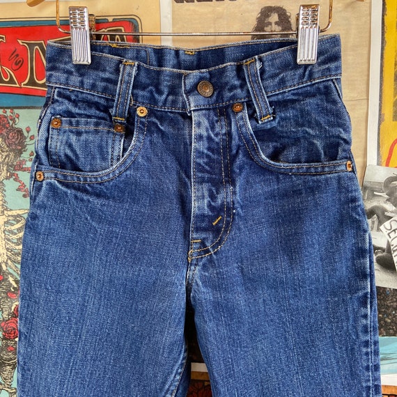 Vintage Kids 70s-80 Blue Distressed Straight Leg … - image 2