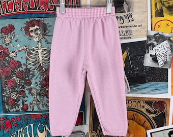Vintage Kleinkind Mädchen Kinder 90er Jahre helle Pastell Rosa Elastische Taille Gerber Jogginghose 18 Monate Loungewear Jogger Hosen Frühling Retro Kleidung