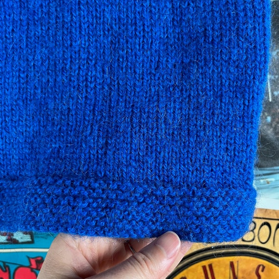 Vintage Baby Kids Girls 60s-70s Blue Hand Knit Fl… - image 5