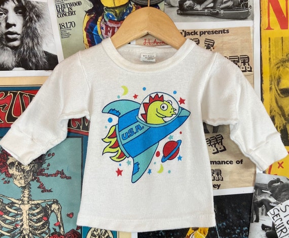 Vintage Baby Kids 80s-90s Outer Space Rocket Dinosaur… - Gem
