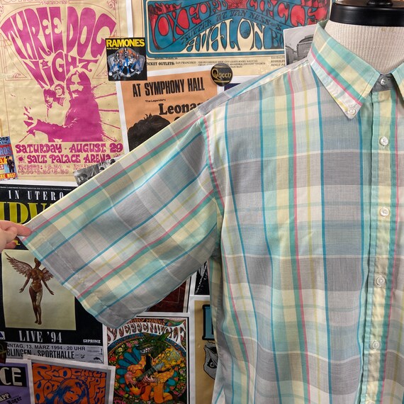 Vintage Men's 80s-90s Light Pastel Blue Plaid Sin… - image 3