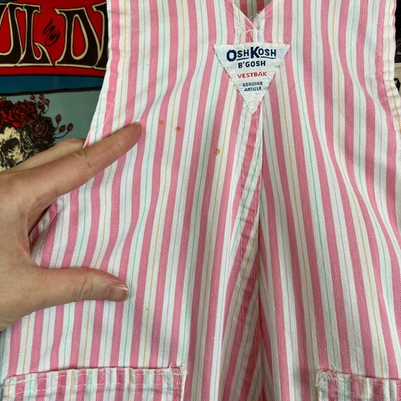 Vintage Girls Kids 80s-90s Pink & White Striped O… - image 7