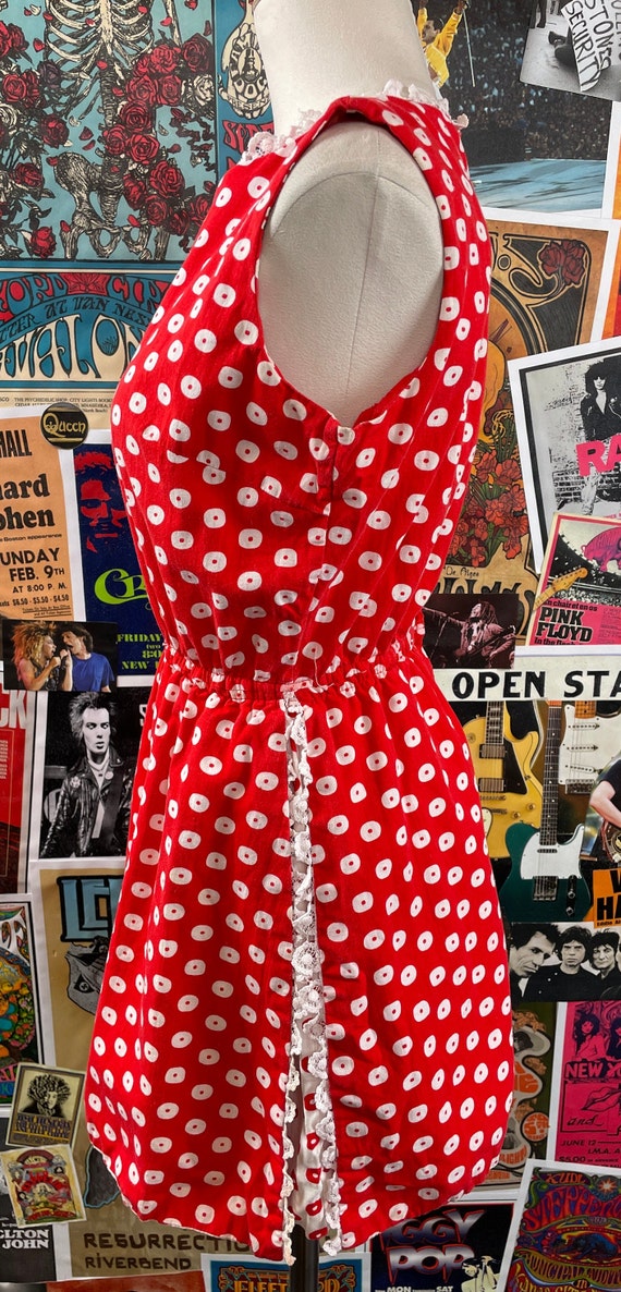 Vintage Women's 60s-70s Red & White Polka Dot Mod… - image 5