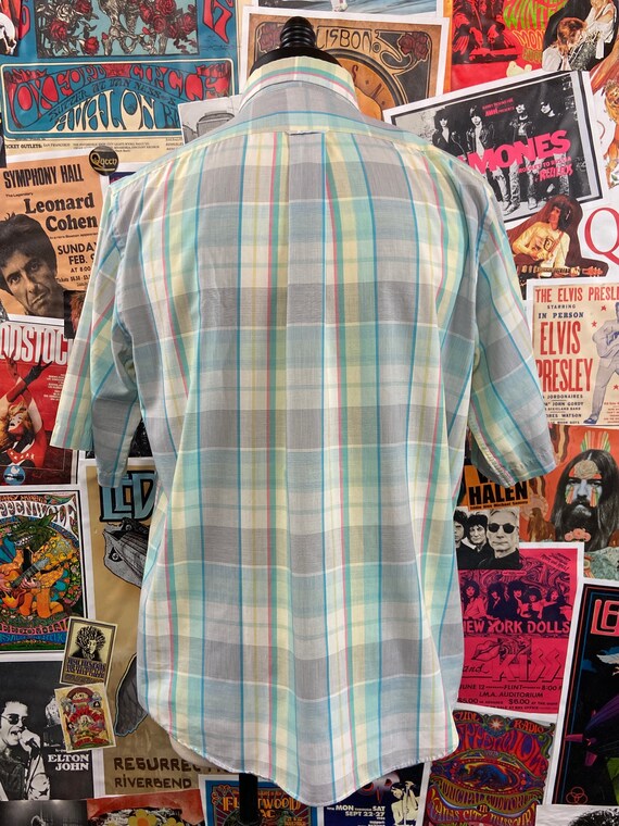 Vintage Men's 80s-90s Light Pastel Blue Plaid Sin… - image 7