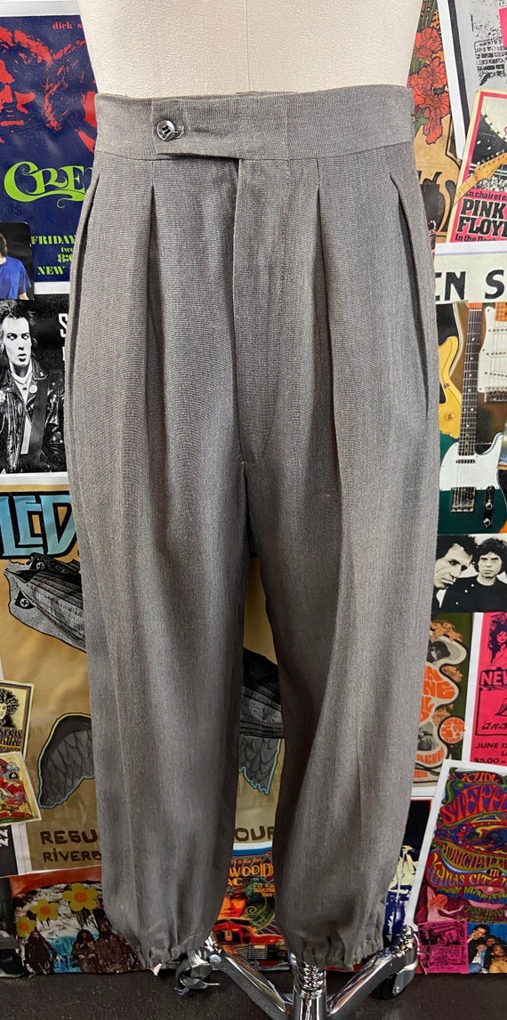 Vintage 60s Gray High Rise Sharkskin Pleated Crop… - image 2