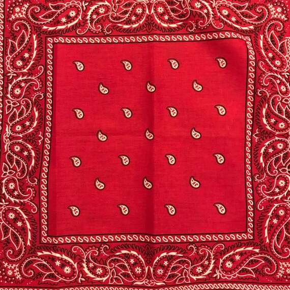 Vintage 70's Red All Cotton Bandana COLORFAST NEW MADE USA 