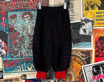 Vintage Toddler Kids Blue Green Red Black Plaid Elastic Waist Jogger Style Pants 18-24 Month Boy Girl Retro Children Streetwear Clothing