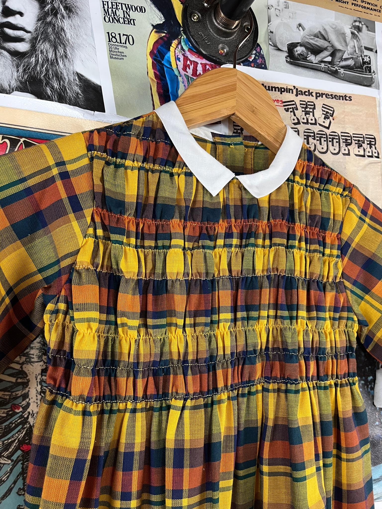 ワンピース Uhr Checkered Tiered Dress yellow&black Uhr Checkered Tiered Dress yellow&black Yellow Long Sleeve