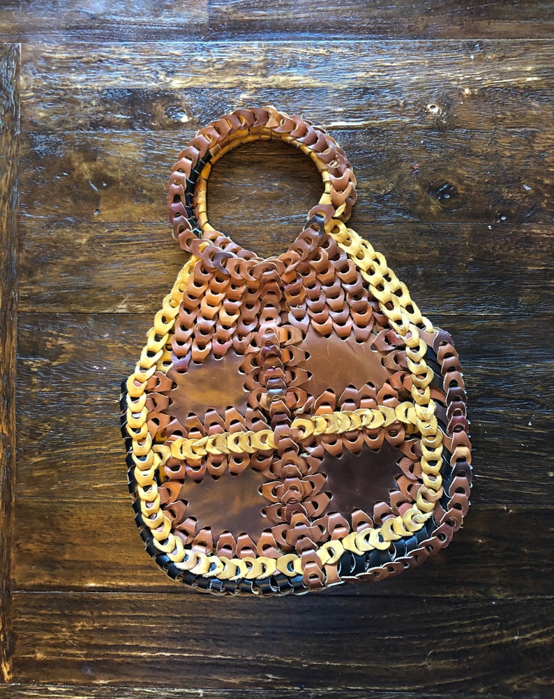 Awesome Vintage 196070s Leather Chain Link Tote
