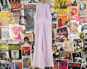 Mono vintage para mujer, años 60 y 70, con rayas moradas, rosas y blancas, sin mangas, estilo acampanado, estilo hippie, disco, festival, estilo retro, estilo PXS