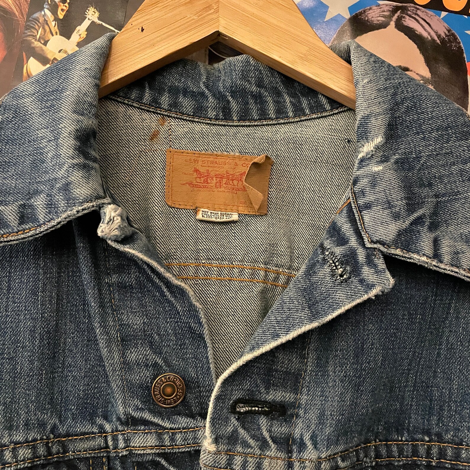 Vintage 1970s Levi Type 3 Medium Wash Two Pocket Denim Trucker Etsy