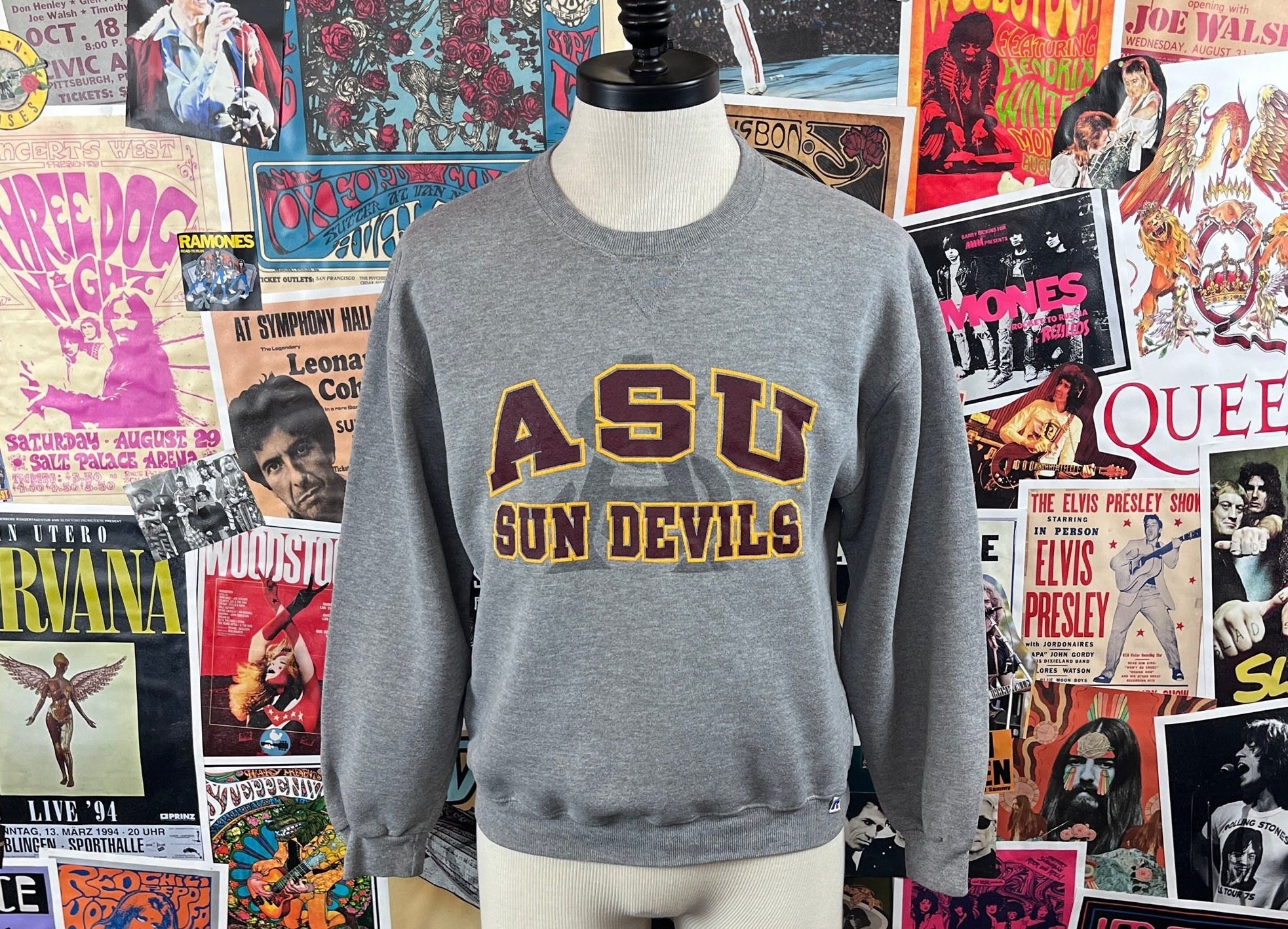 Men's Uscape Apparel Heathered Gray Arizona State Sun Devils Premium Fleece  Crew Neck Sweatshirt