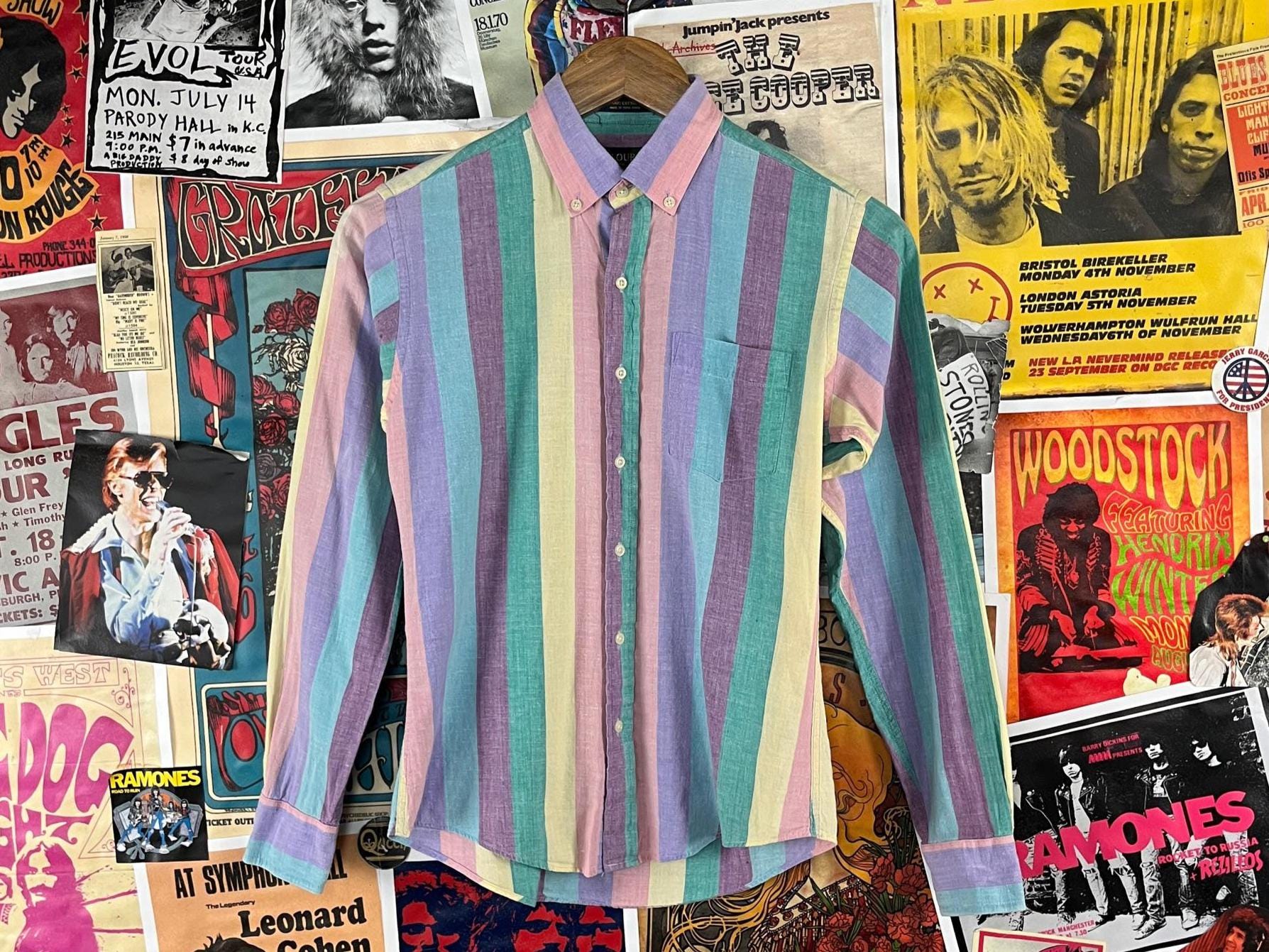 Vintage Boys Kids 90s Pastel Striped All Cotton Colors Alexander 