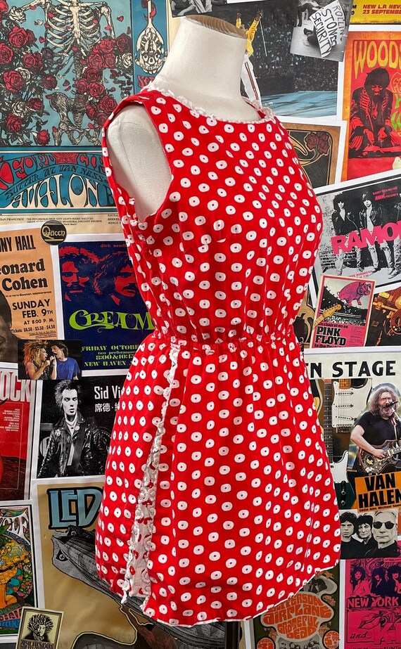 Vintage Women's 60s-70s Red & White Polka Dot Mod… - image 4