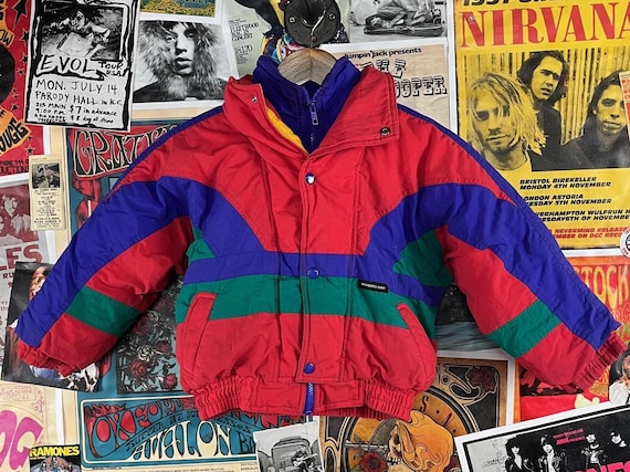 Vintage Kids 90s Colorblock Members Only Zip up Hooded Nylon