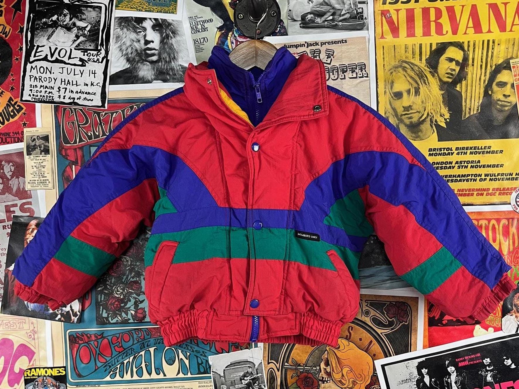 Vintage Kids 90s Colorblock Members Only Zip up Hooded Nylon