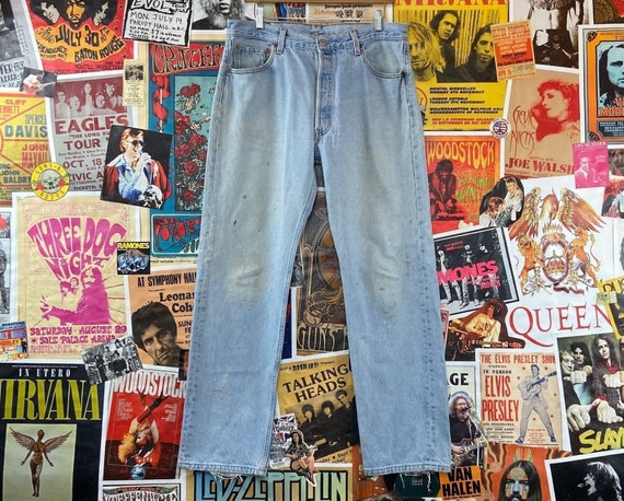 90s Vintage Light Wash Faded Stained USA Levi's 501s 35x30 Denim Jeans, 90s  Men's Levis 35 Waist Button Fly Pants Grunge -  Denmark