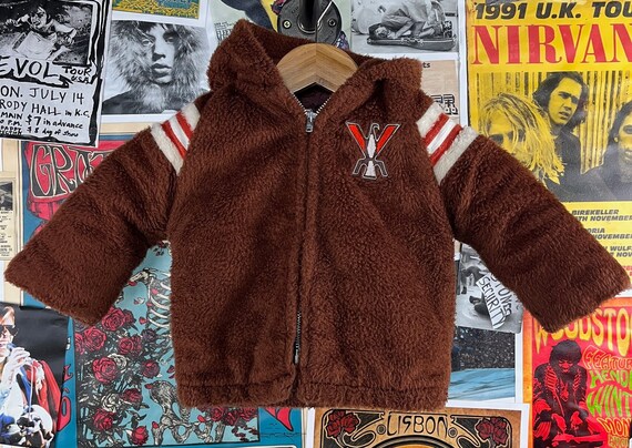 Vintage Toddler Kids 60s-70s Brown Fuzzy Striped … - image 10