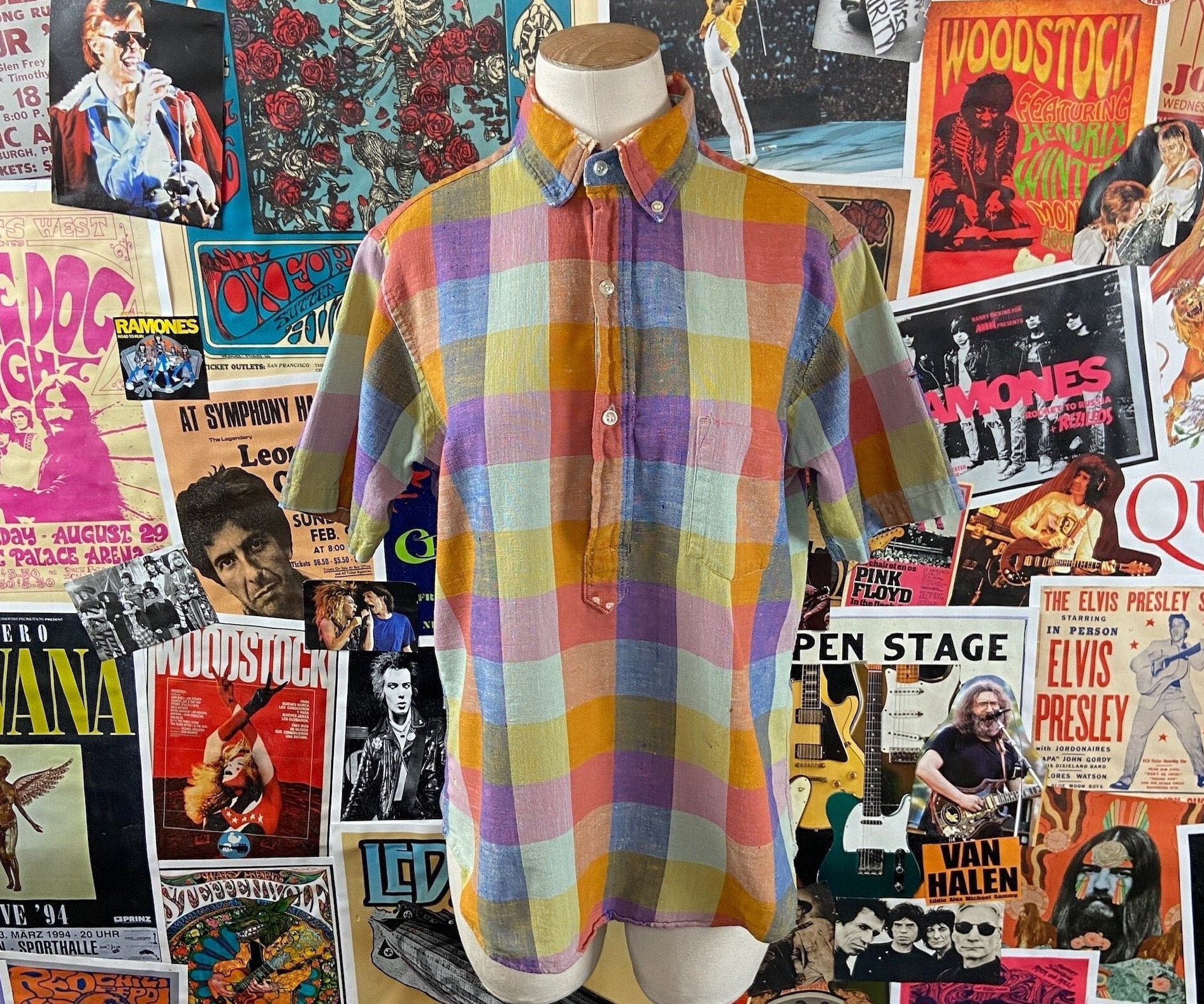 70s Vintage Thrashed Plaid 'kennington' Short Sleeve - Etsy Israel