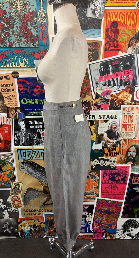 Vintage 60s Gray High Rise Sharkskin Pleated Crop… - image 6