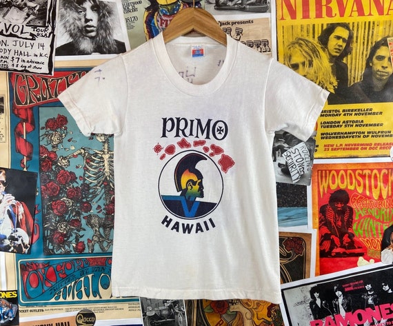 Vintage Kids 70s Primo Hawaii Beer Team Signed Graphic Crewneck T 