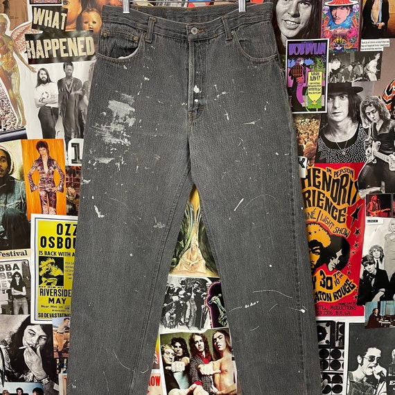 Vintage 1990s Grey Paint Splattered Levi 501s 32W