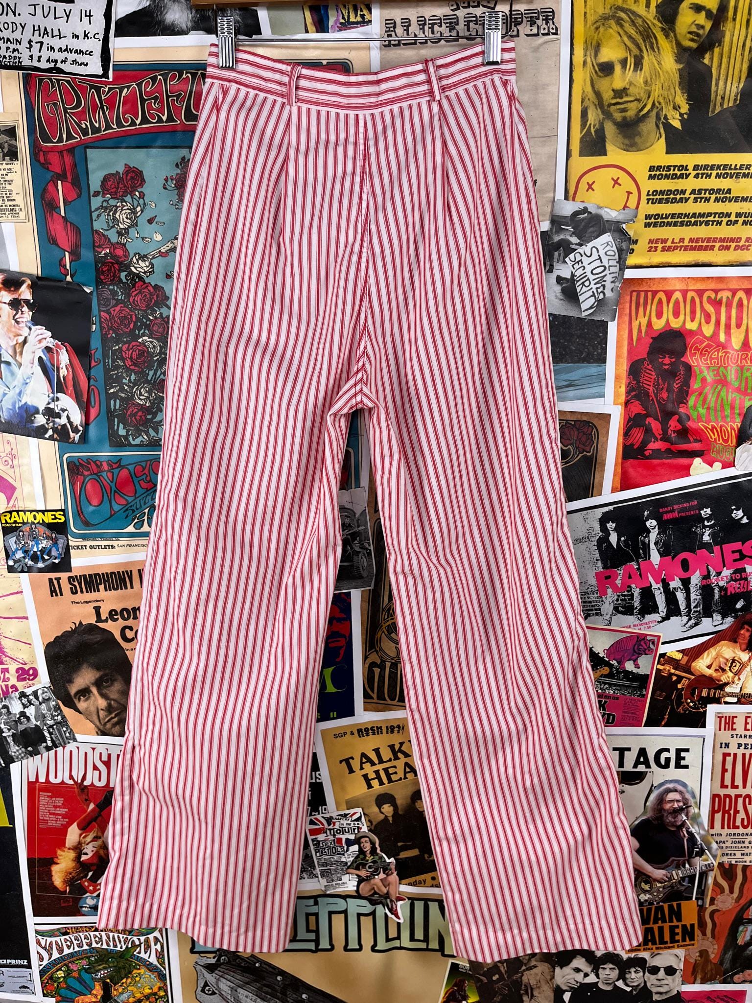 Vintage 70s Women's Red & White Striped Straight Wide Leg Vintage 70s Women's Red & White Striped Straight Wide Leg