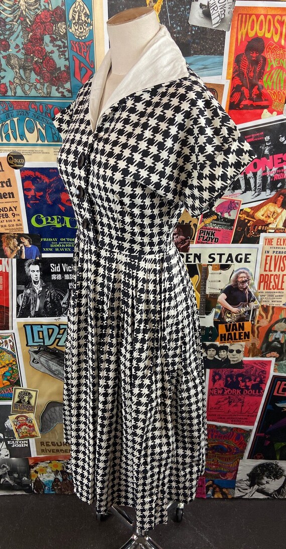 Vintage Women's 50s-60s Black & White Houndstooth… - image 6