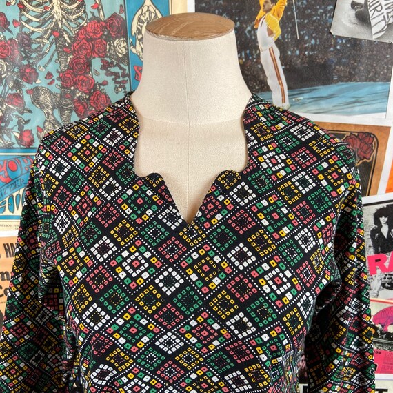 Vintage Women's 60s-70s Black Mod Square Abstract… - image 3