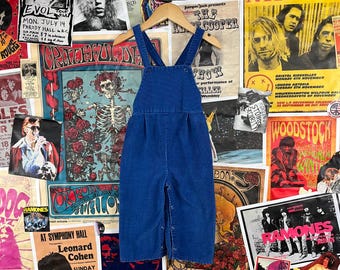 Vintage baby kinderen jaren 70-80 effen blauw JCPenney Toddletime corduroy slabbetje overall 18-24 maanden jongen meisje werkbroek kleding elastische taille