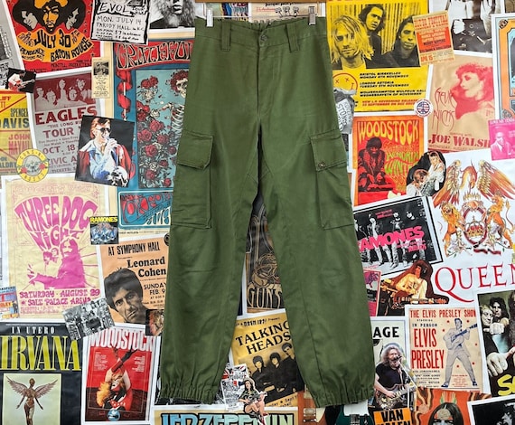 Vintage Military Style Green Square Pocket Utility Cargo Tactical Pants  28-29 Waist, Cargo Pants 29x29, OG Green Utility Hipster Trouser 