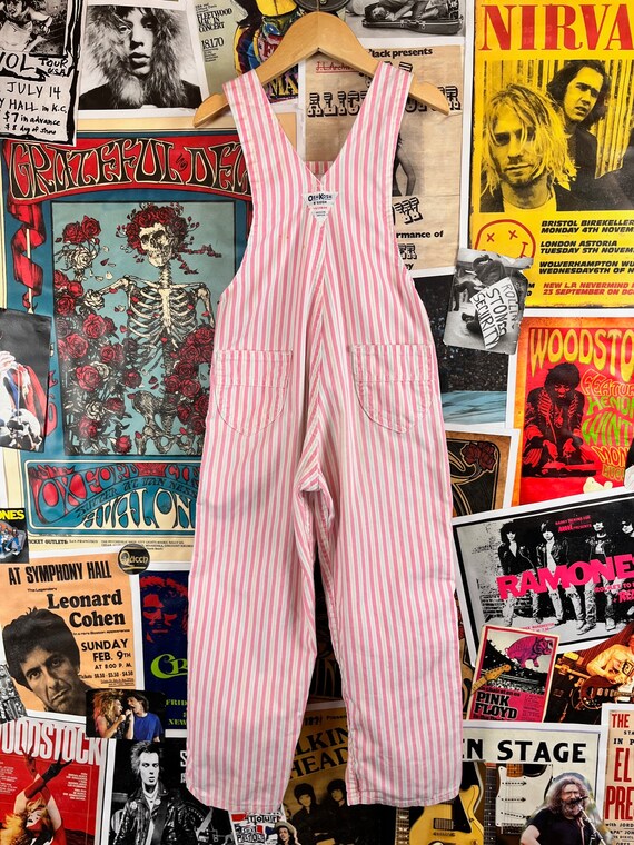 Vintage Girls Kids 80s-90s Pink & White Striped O… - image 6