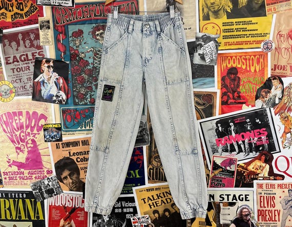 Vintage Kids 90s Light Acid Wash Square Pocket Tapered
